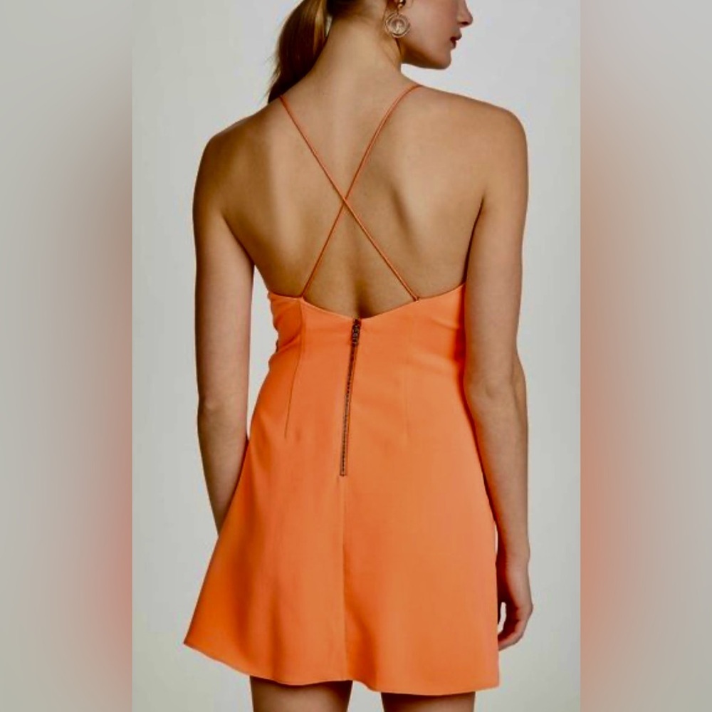 New! Alice + Olivia Katie Coral Tie Wrap Mini Dress 🧡 size 10 NWT! - Picture 7 of 14